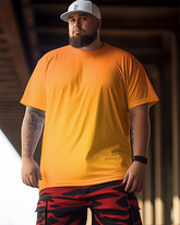 Herren Basic Orange Rundhals T-Shirt & Short in Übergröße,